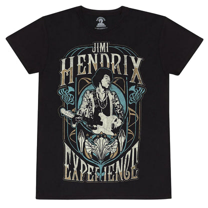 Black - Front - Jimi Hendrix Unisex Adult Art Nouveau T-Shirt