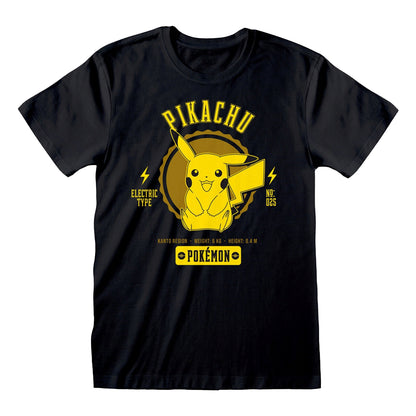 Black - Front - Pokemon Unisex Adult Pikachu Collegiate T-Shirt