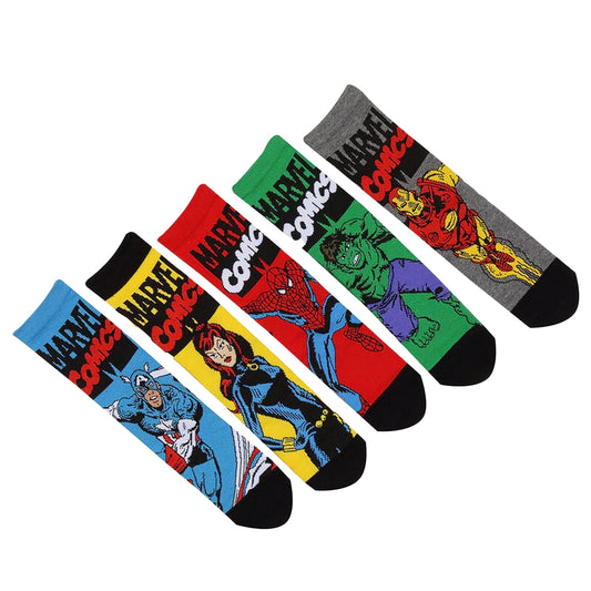 Multicoloured - Front - Marvel Comics Unisex Adult Socks (Pack of 5)