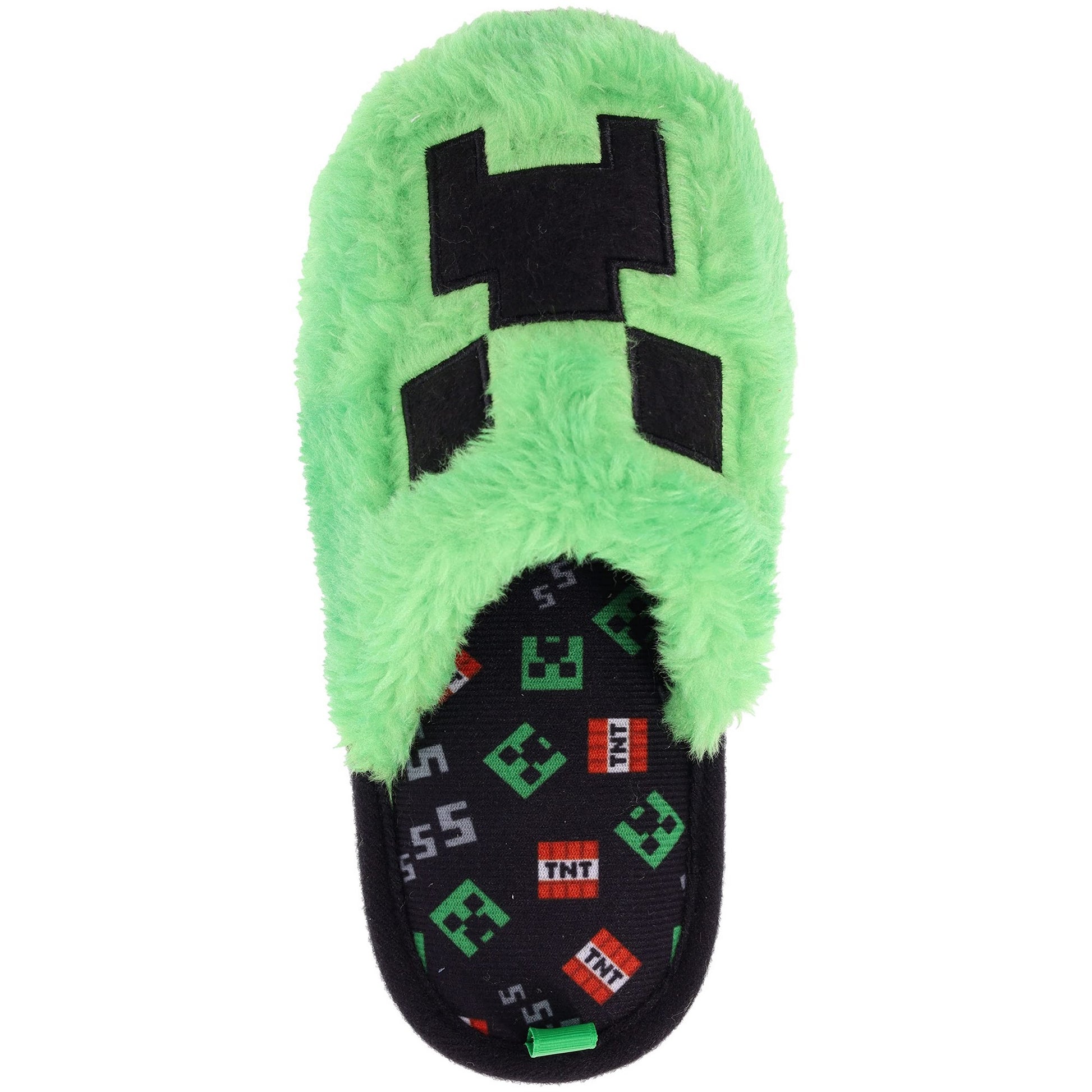 Green - Pack Shot - Minecraft Unisex Adult Creeper Slippers