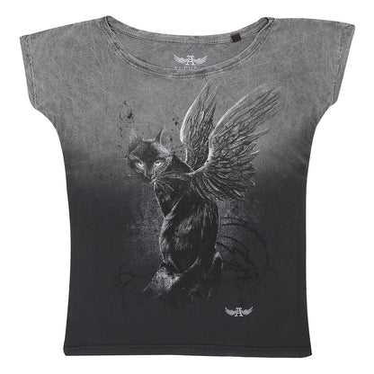 Grey - Front - Alchemy Womens-Ladies Nine Lives T-Shirt