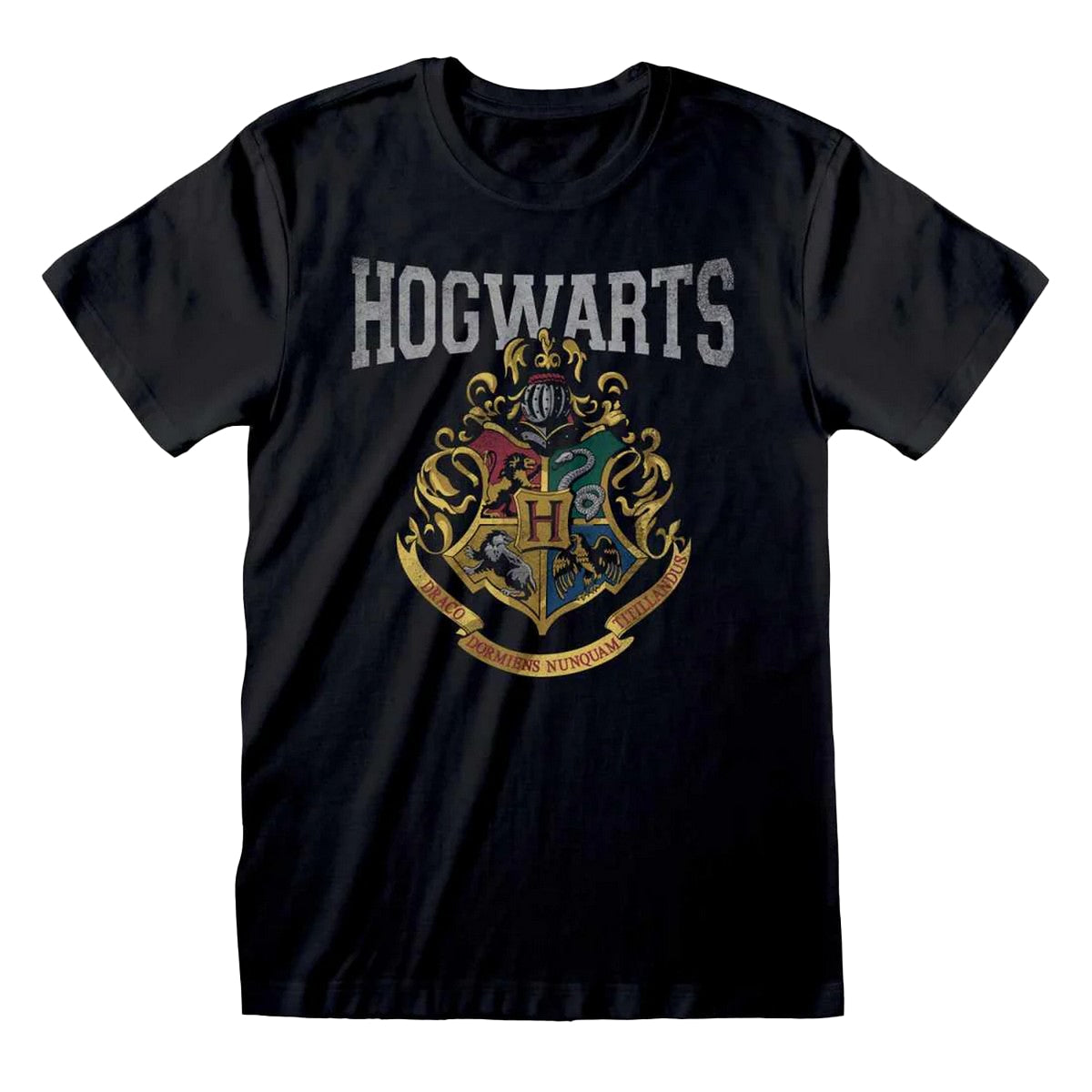 Black - Front - Harry Potter Unisex Adult Hogwarts Crest T-Shirt