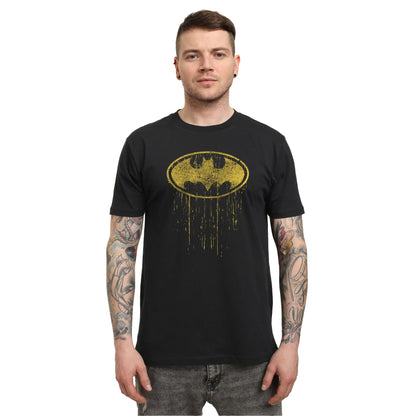 Black - Side - Batman Unisex Adult Dripping Logo T-Shirt