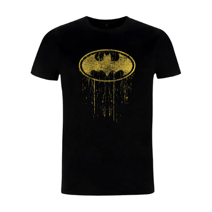 Black - Front - Batman Unisex Adult Dripping Logo T-Shirt