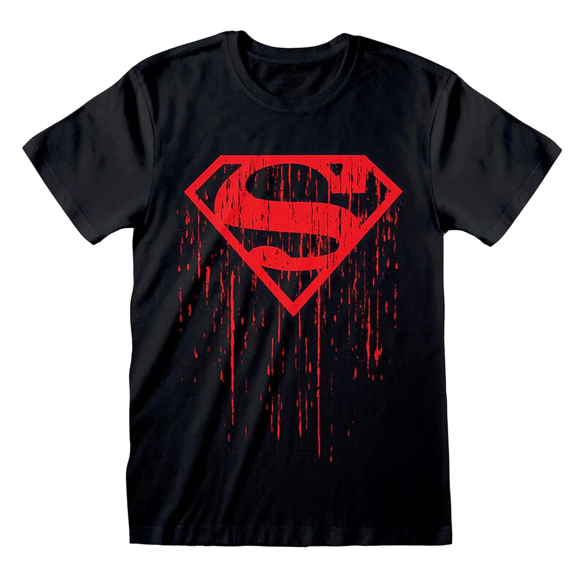 Black - Front - Superman Unisex Adult Dripping Logo T-Shirt