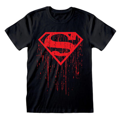 Black - Front - Superman Unisex Adult Dripping Logo T-Shirt