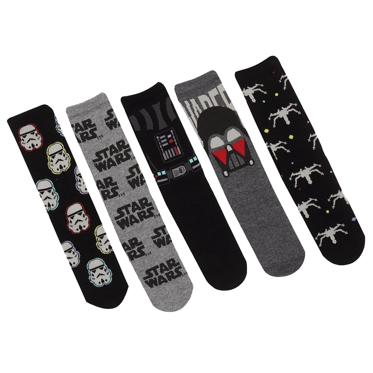 Black-Grey - Back - Star Wars Unisex Adult Dark Side Socks (Pack of 5)