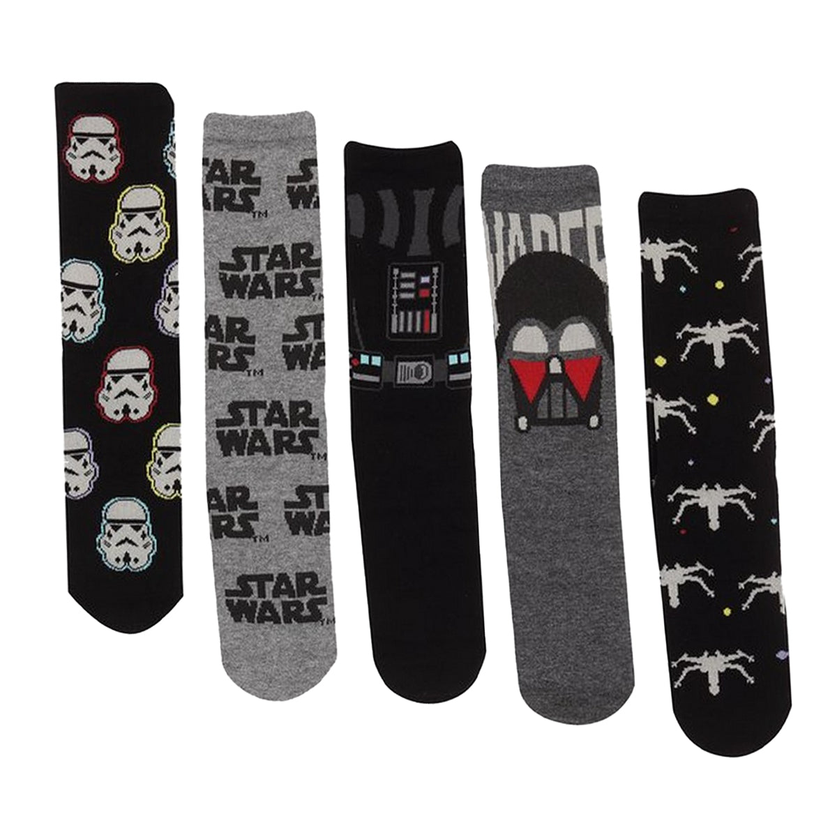 Black-Grey - Front - Star Wars Unisex Adult Dark Side Socks (Pack of 5)