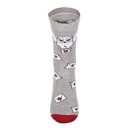 Grey-Maroon-White - Back - Harry Potter Unisex Adult Hedwig Hogwarts Letter Socks