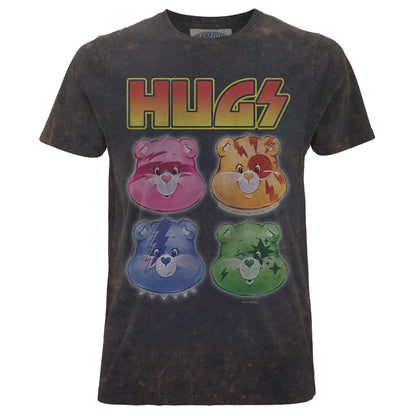 Black - Front - Care Bears Unisex Adult Hugs Washed T-Shirt