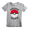 Heather Grey - Side - Pokemon Childrens-Kids Pokeball T-Shirt