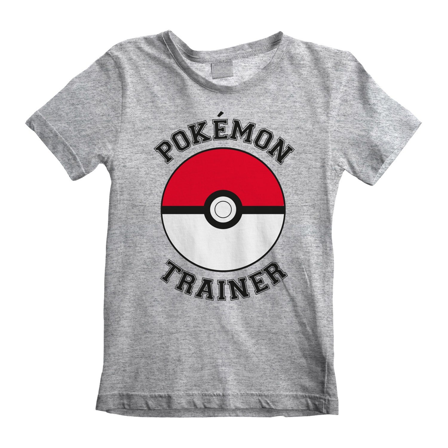 Heather Grey - Side - Pokemon Childrens-Kids Pokeball T-Shirt