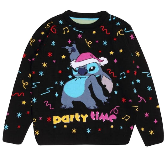 Multicoloured - Front - Lilo & Stitch Unisex Adult Party Time Jumper