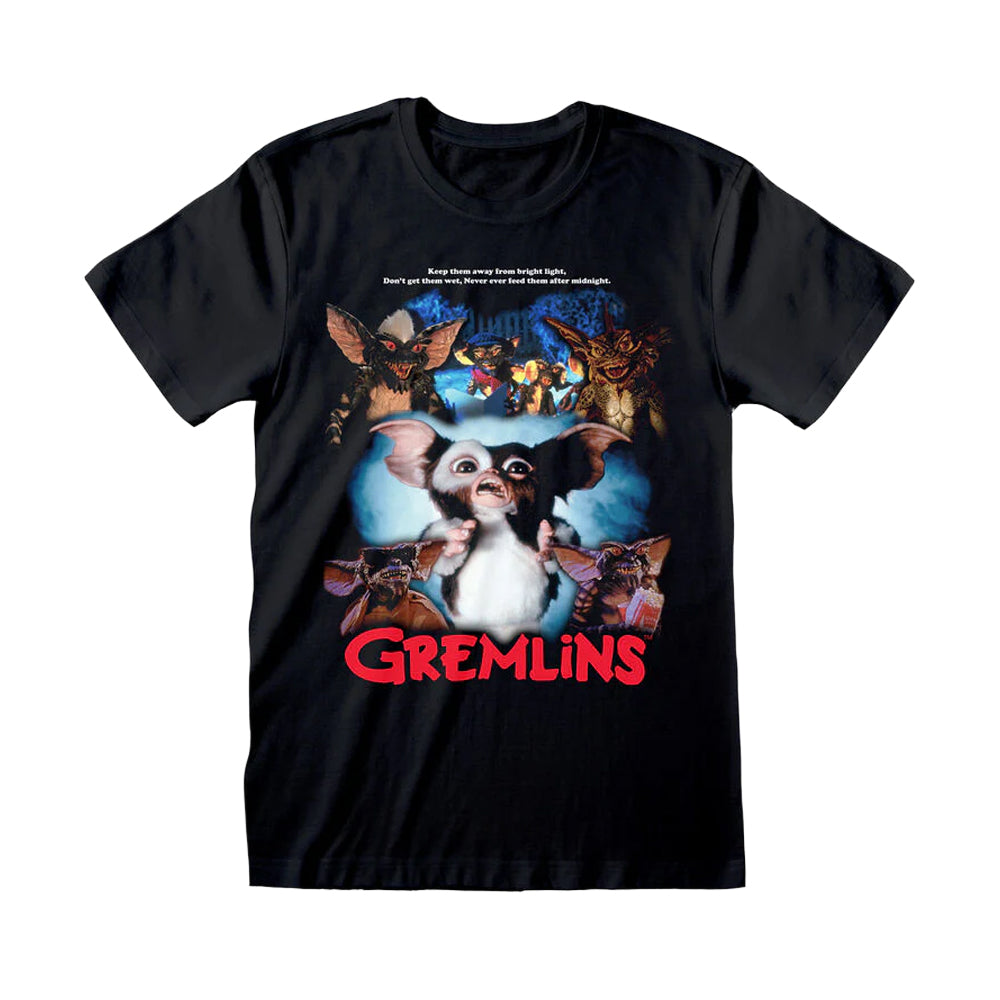 Black - Front - Gremlins Unisex Adult Retro Poster T-Shirt