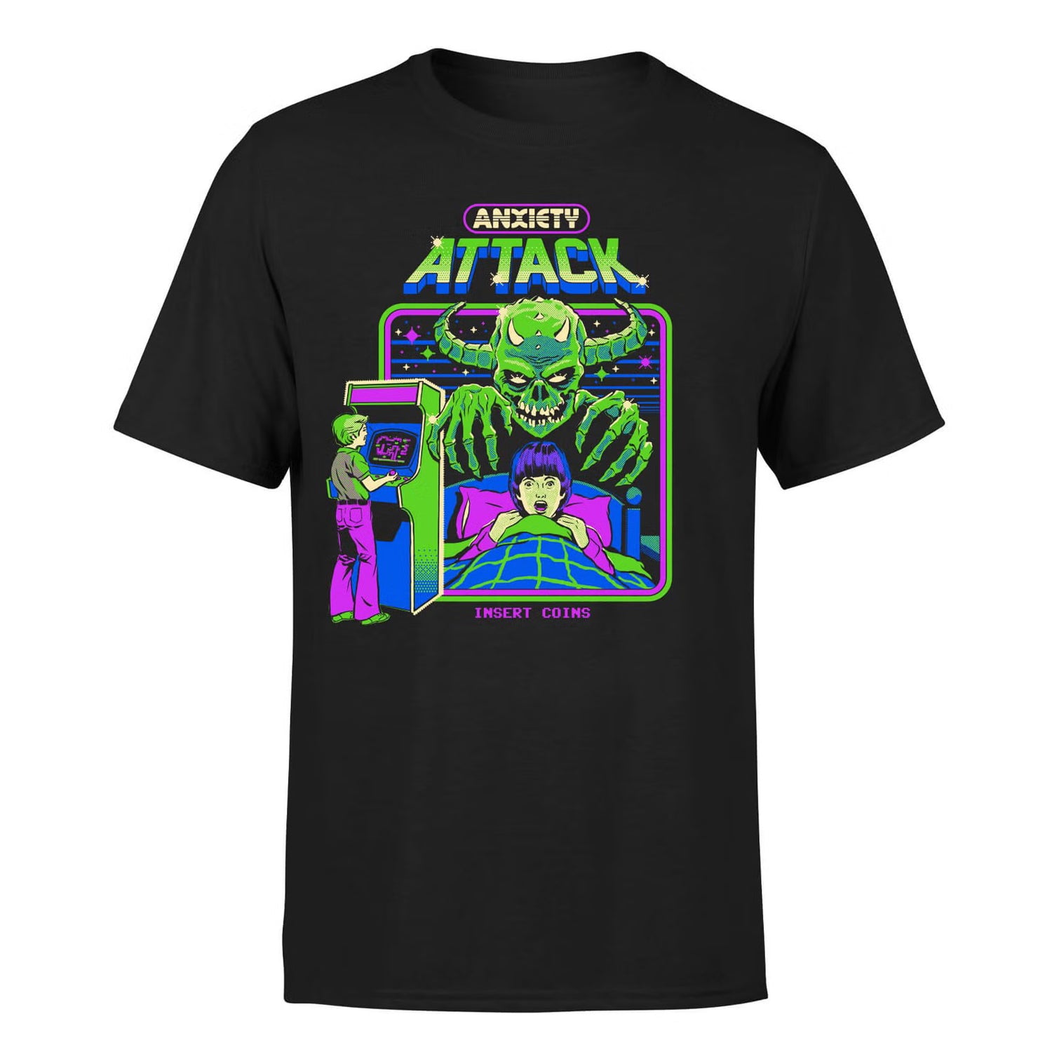 Multicoloured - Front - Steven Rhodes Unisex Adult Anxiety Attack Tie Dye Glow In The Dark T-Shirt