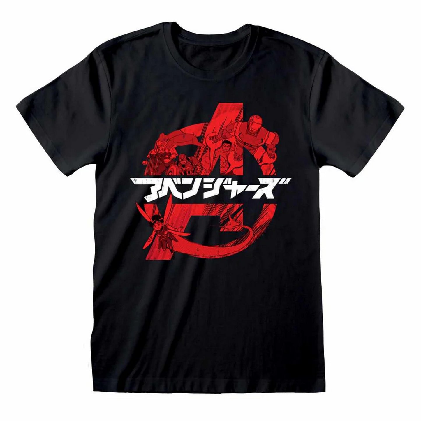 Black - Front - Avengers Unisex Adult Anime Logo T-Shirt