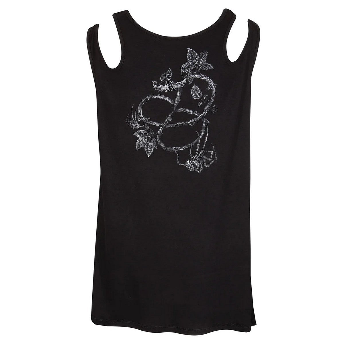Black - Back - Alchemy Womens-Ladies Rose Heart Vest Top