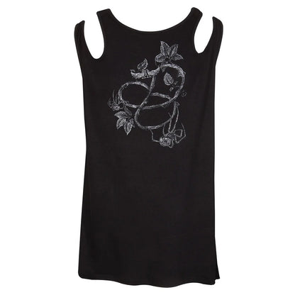Black - Back - Alchemy Womens-Ladies Rose Heart Vest Top