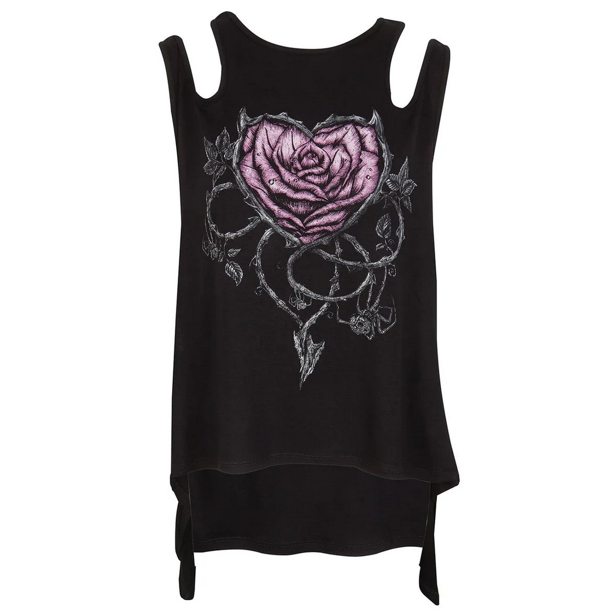 Black - Front - Alchemy Womens-Ladies Rose Heart Vest Top