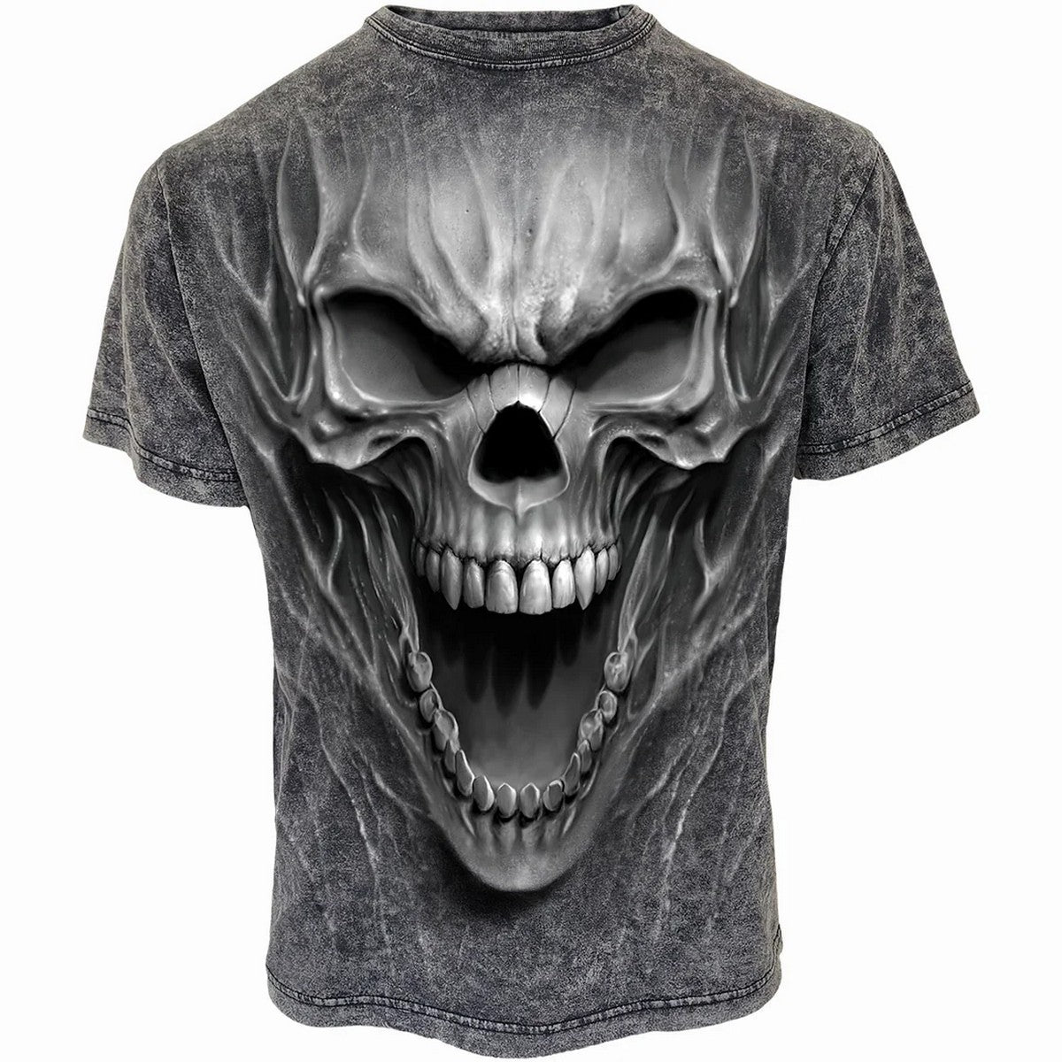Black - Front - Spiral Direct Unisex Adult Acid Wash T-Shirt