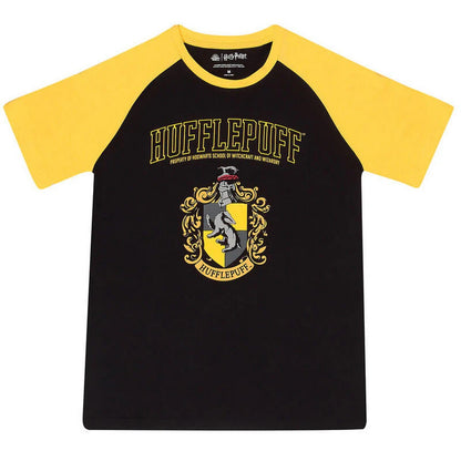 Black - Front - Harry Potter Unisex Adult Hufflepuff Raglan T-Shirt