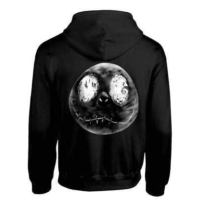 Black - Back - Nightmare Before Christmas Unisex Adult Ghostly Head Jack Skellington Hoodie