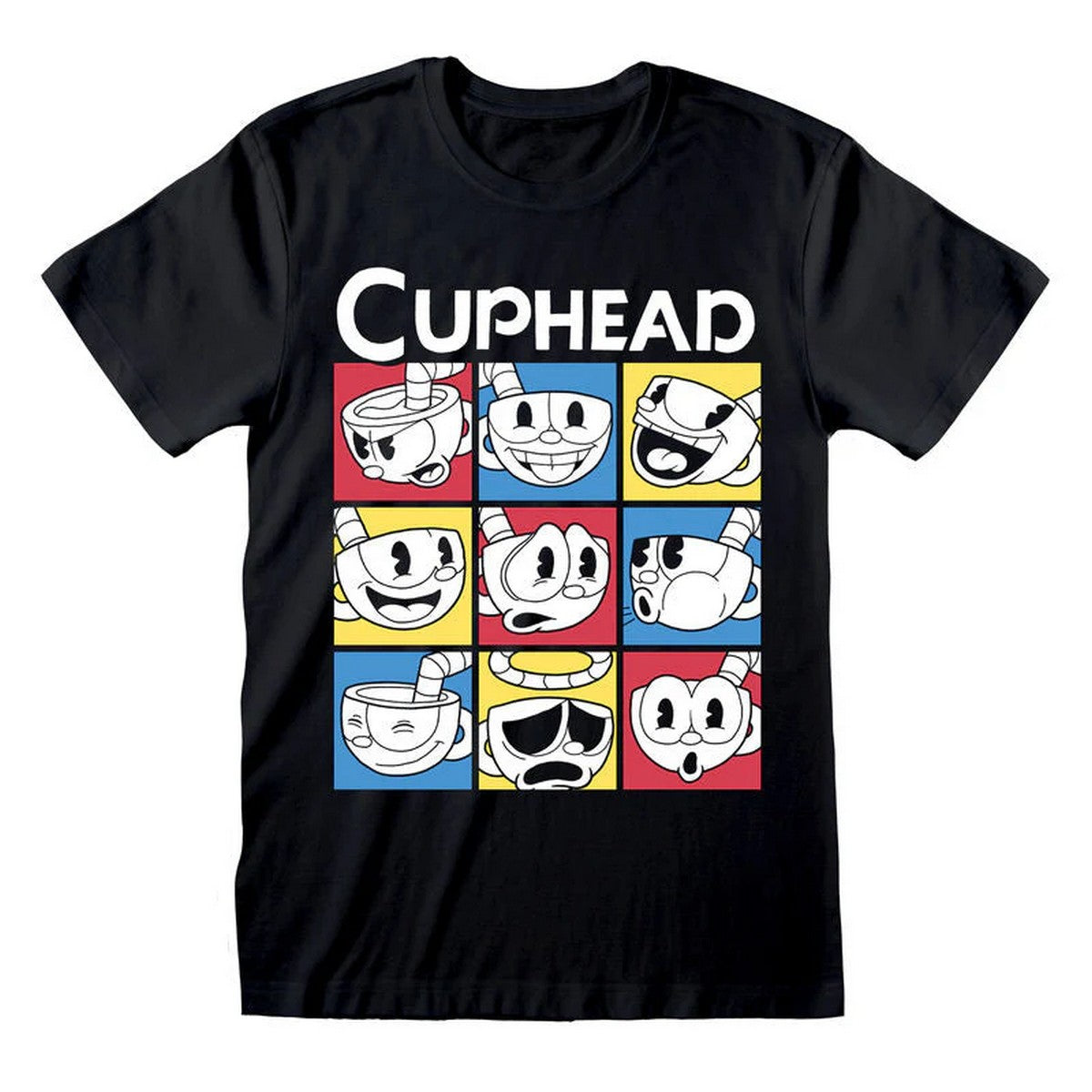 Black - Front - Cuphead Unisex Adult Expressions T-Shirt