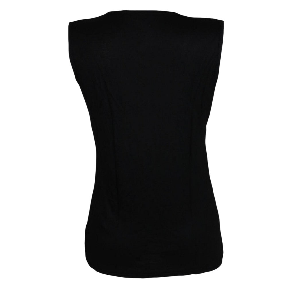 Black - Back - Spiral Womens-Ladies Gathered Sleeve Tank Top