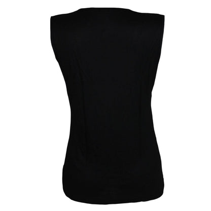 Black - Back - Spiral Womens-Ladies Gathered Sleeve Tank Top