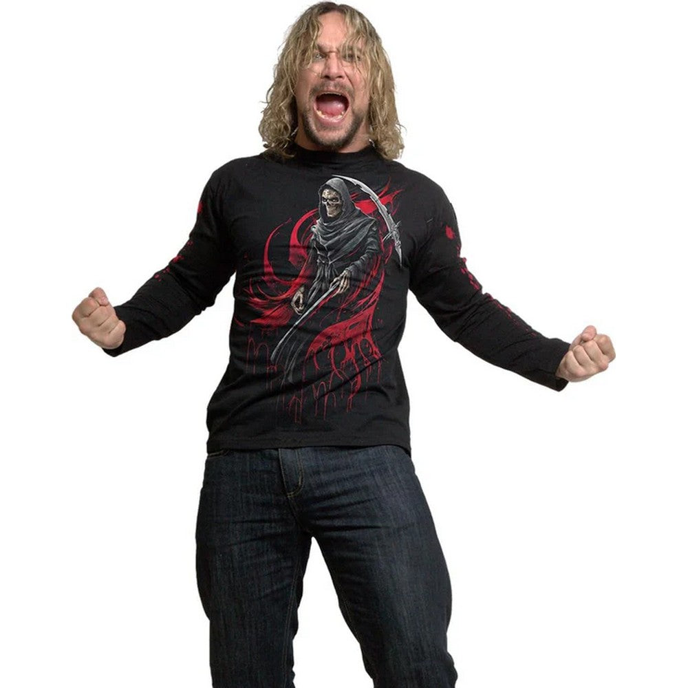 Black - Side - Spiral Unisex Adult Screaming Death Long-Sleeved T-Shirt