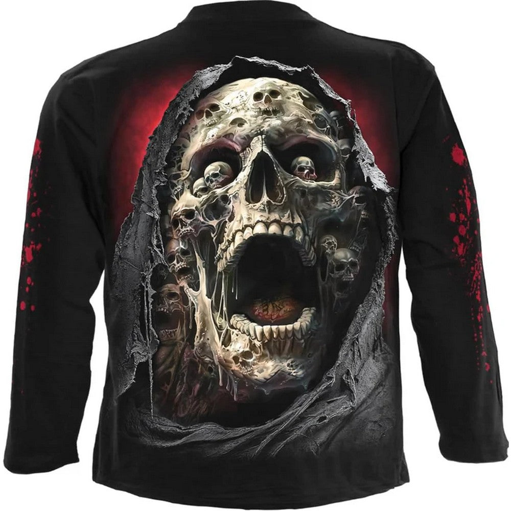 Black - Back - Spiral Unisex Adult Screaming Death Long-Sleeved T-Shirt