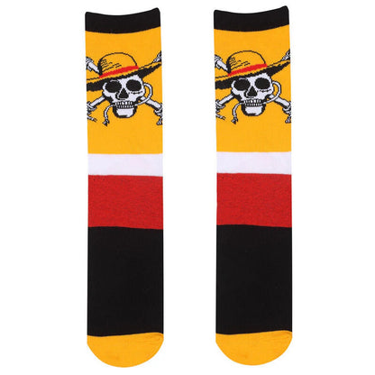 Yellow-Black-White-Red - Front - One Piece Unisex Adult Crossbones Socks