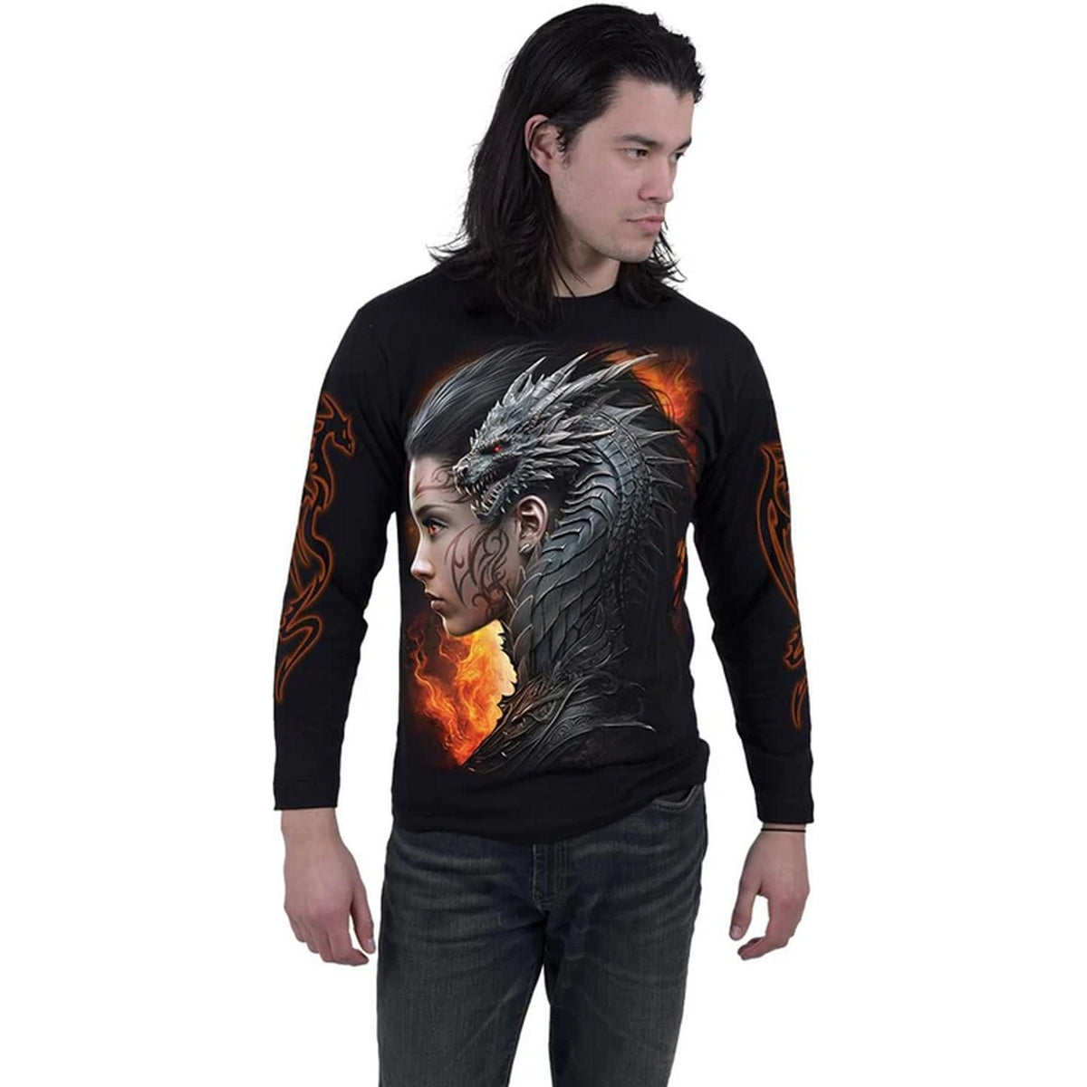 Black - Back - Spiral Direct Unisex Adult Draco Queen Long-Sleeved T-Shirt
