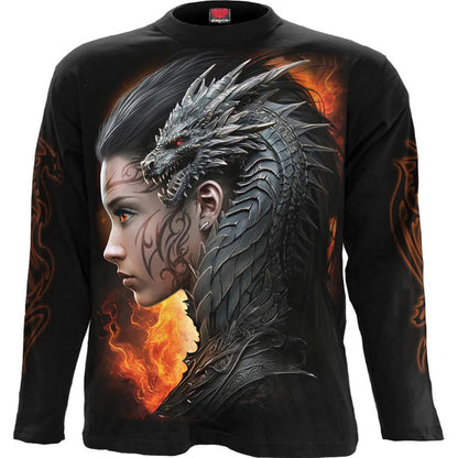 Black - Front - Spiral Direct Unisex Adult Draco Queen Long-Sleeved T-Shirt