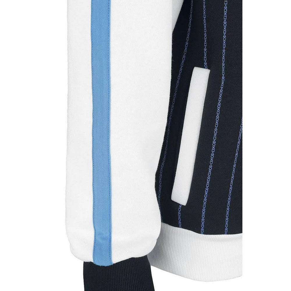 Black - Side - Playstation Unisex Adult Striped Logo Hoodie