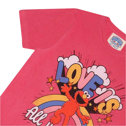 Red - Back - Sesame Street Unisex Adult Love Is All You Need Elmo T-Shirt