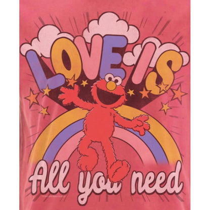 Red - Side - Sesame Street Unisex Adult Love Is All You Need Elmo T-Shirt