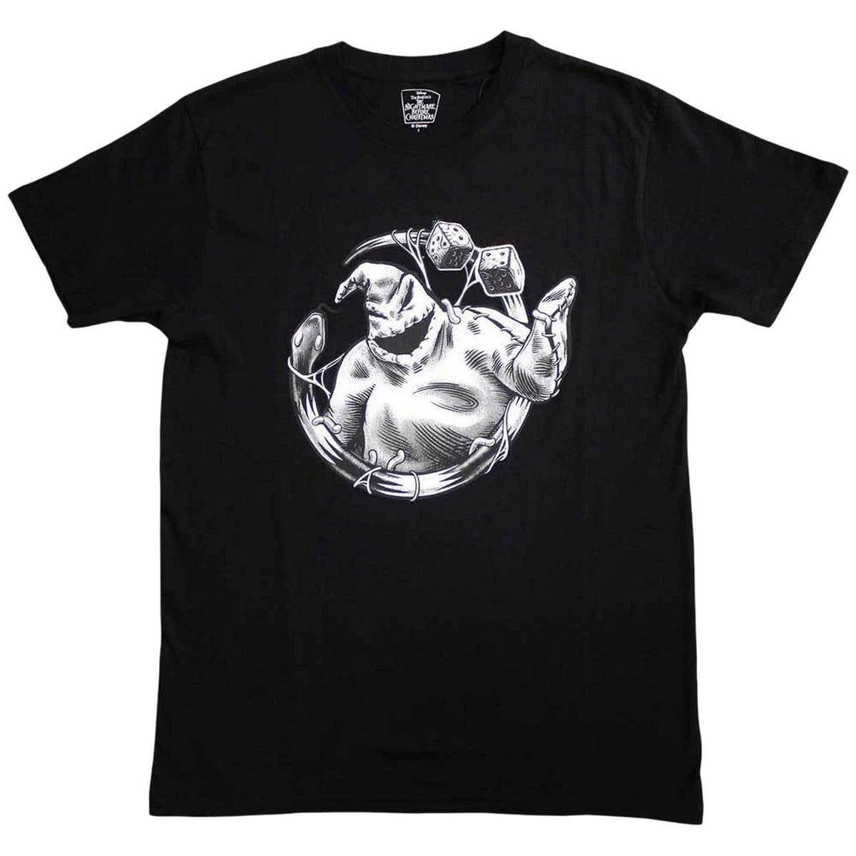 Black - Front - The Nightmare Before Christmas Unisex Adult Roll Ooogie Boogie T-Shirt
