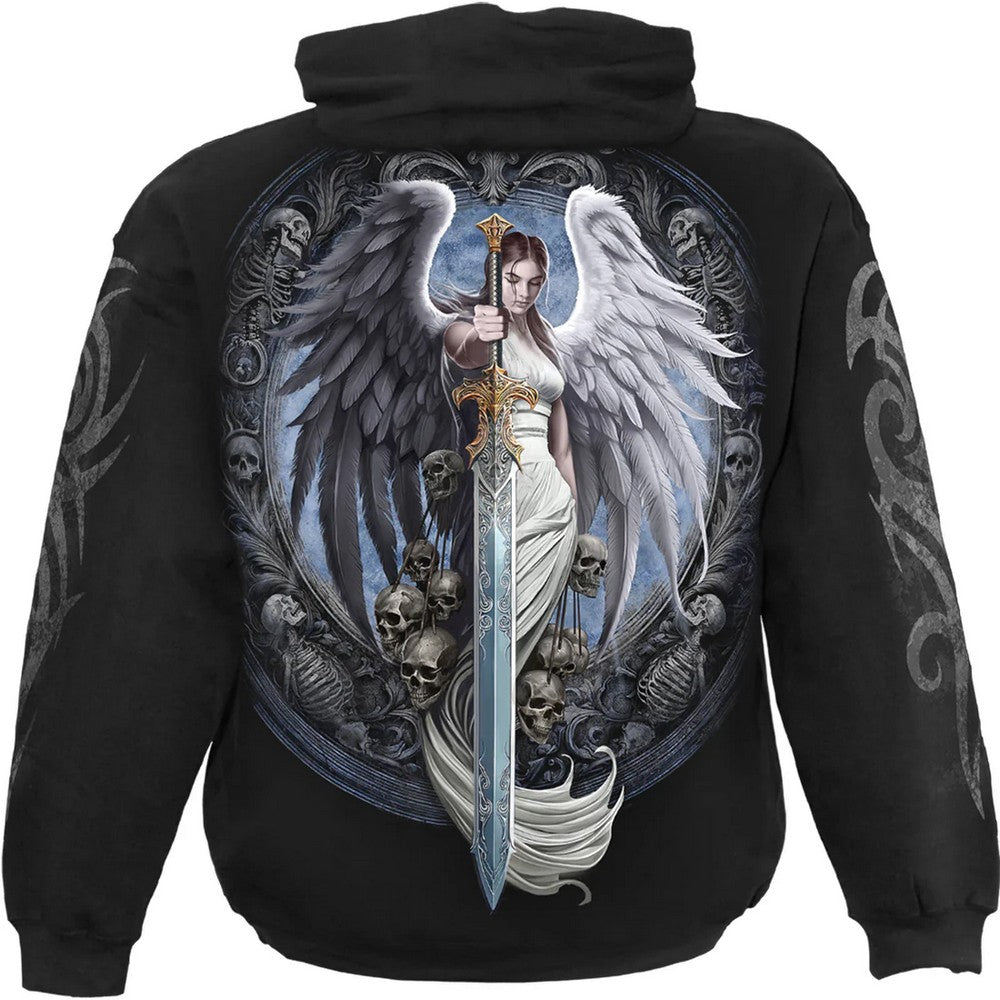 Black - Back - Spiral Direct Unisex Adult Angel Sword Cotton Hoodie