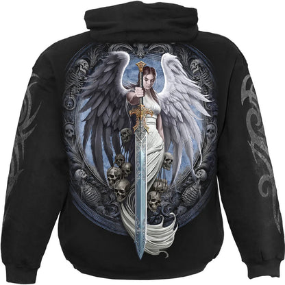 Black - Back - Spiral Direct Unisex Adult Angel Sword Cotton Hoodie