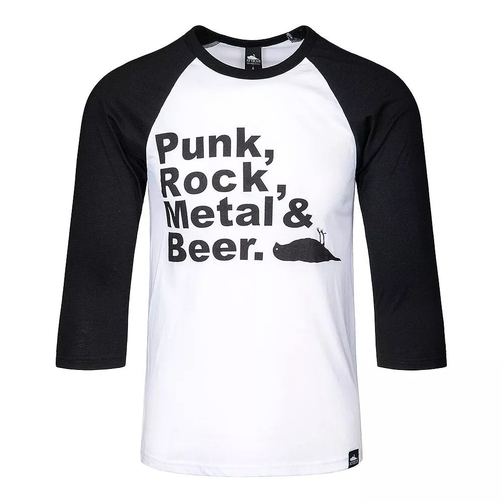 White-Black - Front - Atticus Unisex Adult PRMB Baseball T-Shirt