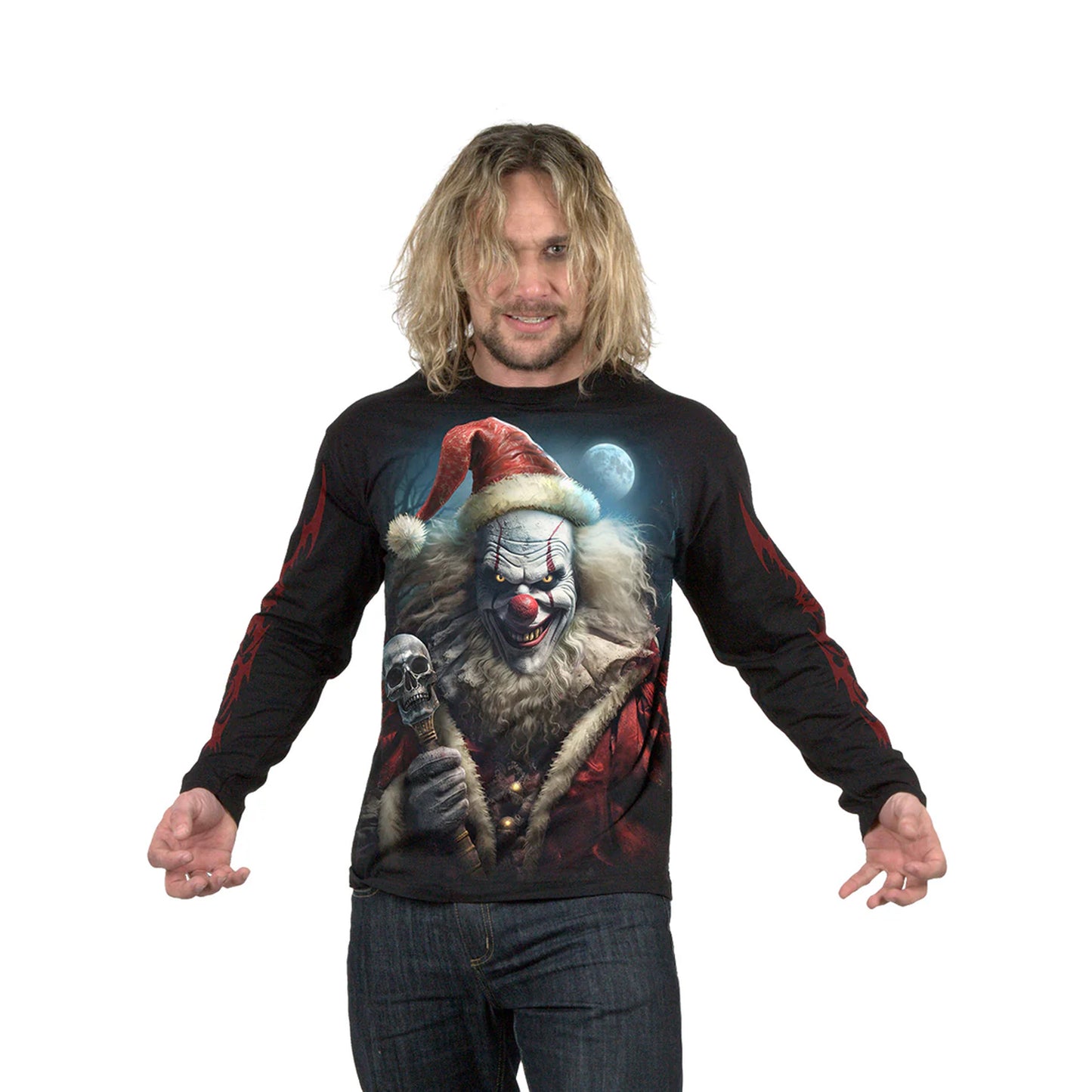 Black - Front - Spiral Direct Unisex Adult Santa Glow In The Dark T-Shirt