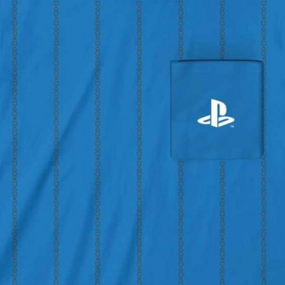 Blue - Back - Playstation Unisex Adult Pocket T-Shirt