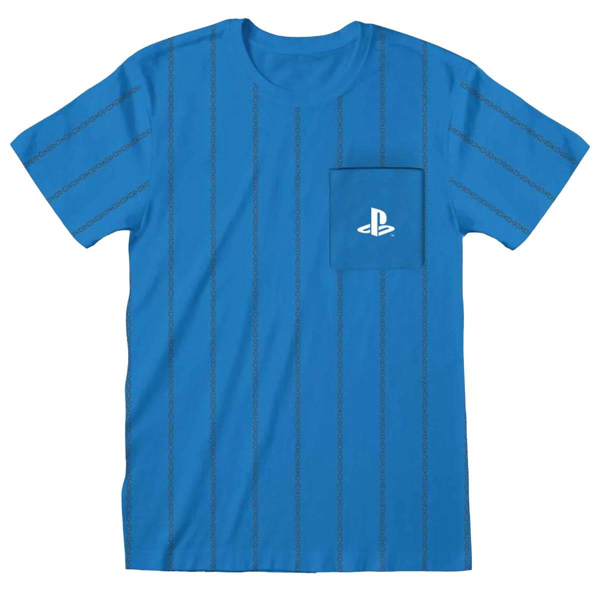 Blue - Front - Playstation Unisex Adult Pocket T-Shirt