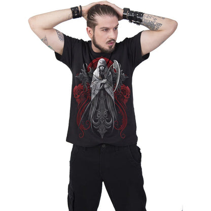 Black-Red - Side - Spiral Direct Unisex Adult Reaperess T-Shirt