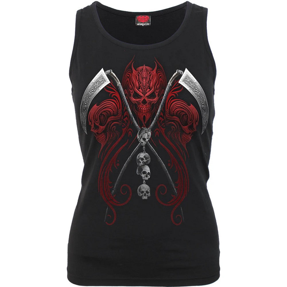 Black-Red - Front - Spiral Direct Womens-Ladies Reaperess Tank Top
