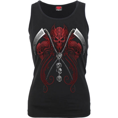 Black-Red - Front - Spiral Direct Womens-Ladies Reaperess Tank Top