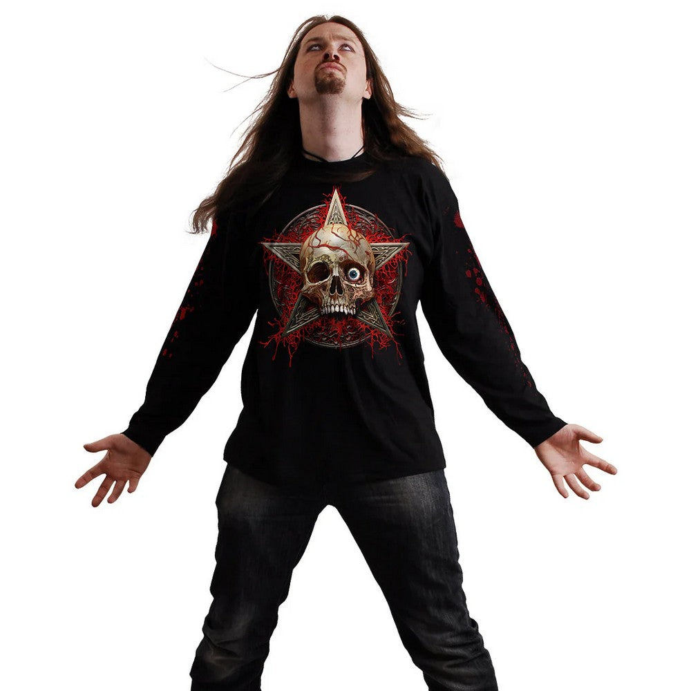 Black-Red - Side - Spiral Direct Unisex Adult Creeping Curse Long-Sleeved T-Shirt