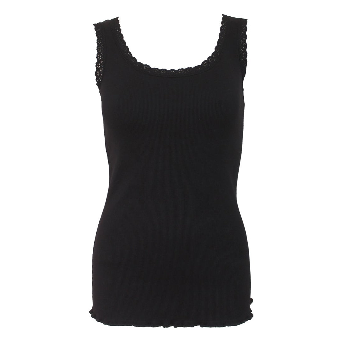 Black - Front - Spiral Direct Womens-Ladies Crochet Neckline Tank Top