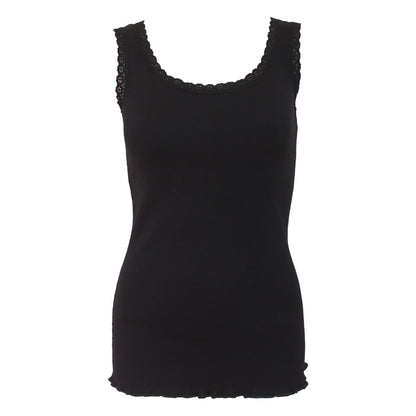 Black - Front - Spiral Direct Womens-Ladies Crochet Neckline Tank Top
